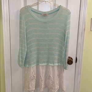 Altar’D State Mint and White Striped Tunic M